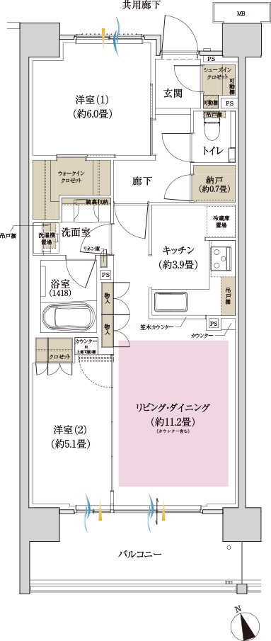 Brillia City 三鷹 ブリリアシティ三鷹 C 60a Type 間取り マンション 一戸建て 理想の間取り探し